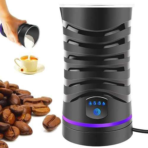 Montalatte elettrico per cappuccino, 4 in 1 Montalatte Automatico a Induzione, Montalatte a Caldo e a Freddo per Caffè, Latte, Cioccolata Calda, Casa, Viaggi, Nero
