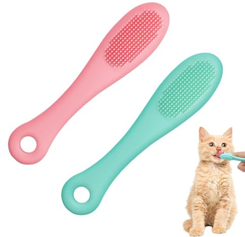 2 Pièces Brosse à Menton pour Chat, Nettoyant pour Menton en Silicone Souple pour Chats, Brosse à Dents Antidérapante pour Doigts de Chat, Brosse de Nettoyage Multifonctionnelle Fournitures