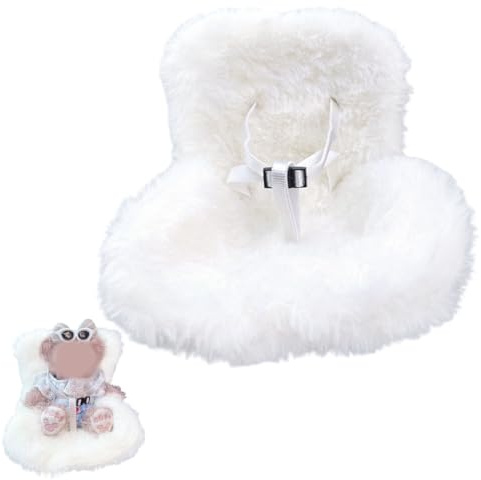 GXGM 1 Stück Geeignet für Plüschpuppe Auto Sicherheitssitz,Autositz für Puppen mit Weichem Pelzigem Kissen,Den Auto Innenraum Zubehör, Zur von 10–17cm Plüschpuppe(Weiße)