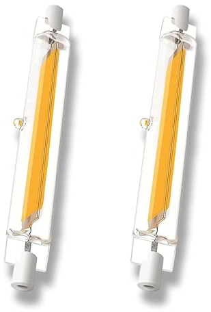 ZJZG Bombilla R7S LED 118mm 20W, LED R7S Regulables 118mm COB Equivalente 200w Lámpara Halógena, Blanco Cálido 3000K, 2000LM, iluminación de haz de 360 ​​°, Bajo Consumo, 2 Pack