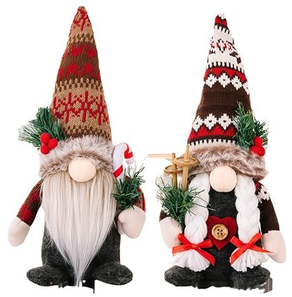 Zosutetoxo 2 Pezzi di Gnomi di Natale in Peluche, Decorazioni Carine per Natale con Cappello Lavorato a Maglia e Barba, Figure morbide per Albero e casa, Regalo affettuoso