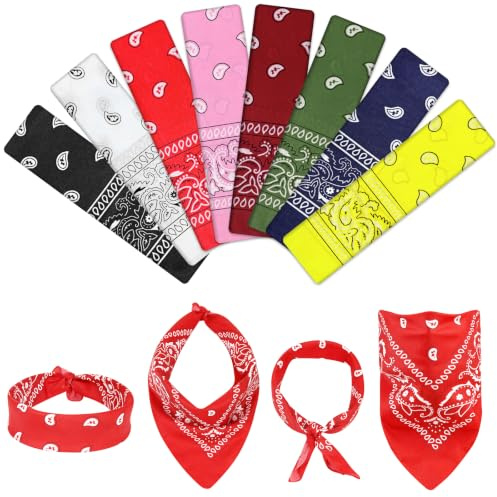 Morcheiong Lot de 8 ou 16 bandanas cachemire pour homme, femme, garçon et fille