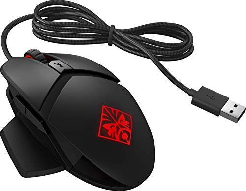 HP OMEN Ratón Gaming con Cable de 2 MTS - (16000 PPP, 6 Botones Personalizables, Iluminación RGB, Puerto USB, Windows 10), Color Negro