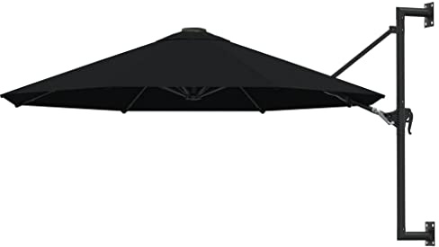 vidaXL Sonnenschirm Wandmontage mit Metallmast 300 cm Schwarz