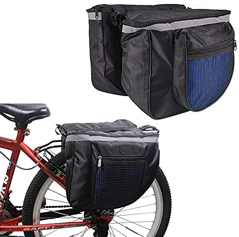 Qanye Borse Bici Posteriore Laterali, Borsa Doppia per Bicicletta Posteriore, Borsa Laterale Doppia da Bici, con Strisce Riflettenti, per il Sedile Posteriore della Bicicletta (Colore Casuale)