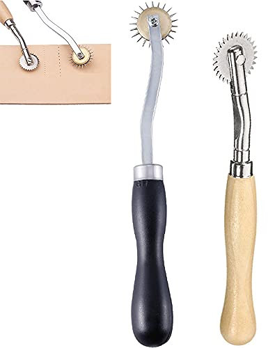 2 Piezas Costura Rueda, Corte de Marcador de Puntada, Rueda de Costura Artesanal, Rueda de Trazado, Rueda de Rastreo de Punta, para Cuero, Artesanía en Tela de Papel y Costura de Patrones de Bricolaje