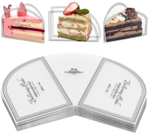Tomotato 100 Stück Kuchen Kragen, Dreieckig Tortenrandfolie Kuchen Halsbänder Transparent Tortenfolie Torten Verpackung Folie für Tortendeko Mousse Schokolade