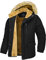 MAGCOMSEN Herren Warme Parka Jacke Gefüttert Winter Daunenjacke Männer Winddicht Warme Outdoorjacke Fleece Funktionsjacke Wandern Jagdjacke mit Mehrfachtaschen Schwarz L