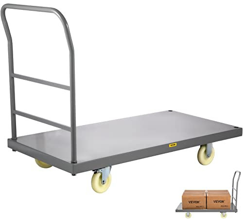 VEVOR Plattformwagen, 120 x 61 cm, Transportwagen 907 kg, Umzugskartonrollen, Transportwagen aus Stahl, Tablettwagen für Lager, Geschäft, Dock, Restaurant, Haus