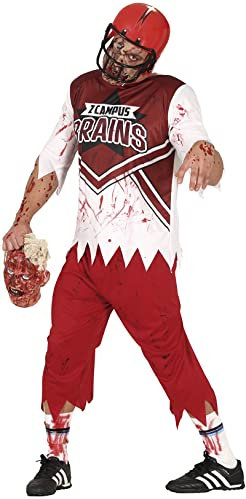 FIESTAS GUIRCA Zombie Quarterback Kostüm – Blutiger Rugby Football Spieler Uniform Kostüm Halloween Herren Größe 52-54 L