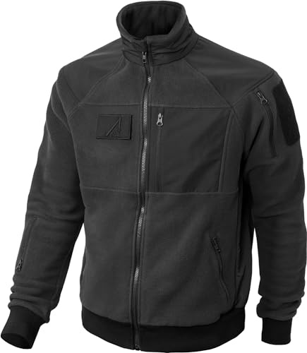 ACE Schakal Veste Polaire - Pull tactique avec Fermeture Autoagrippante - Pour Airsoft, Paintball, Trekking & Outdoor - Noir - S