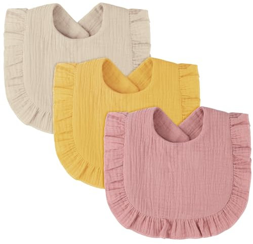 Vicloon Baby Lätzchen,3 Stück Weiche Absorbierende Musselin Halstücher Sabberlätzchen Spucktücher Baby mit Druckknopf für Baby Jungen und Mädchen Kleinkinder