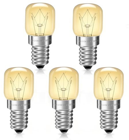 Liuyife E14 Ampoule Four, Dimmable, Résistante à 300 Degré, Blanc Chaud 2700K, T22 E14 Petite vis Edison Ampoule four pour Four, Micro-ondes, Lampe à Sel, 5 Unité