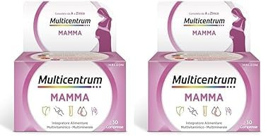 Multicentrum Mamma, Integratore Multivitaminico Completo per supportare le esigenze nutrizionali delle donne in gravidanza, con Acido Folico, Ferro, Vitamina C, D, B12, 30 compresse (Confezione da 2)