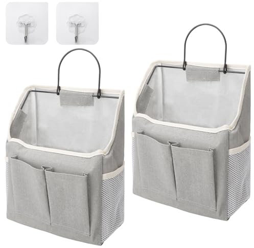 DAWRIS Wall Storage Hanging Organizer with Pockets - Over Door Bag for Bedroom, Kitchen, Pantry, Nursery, Bathroom, Dorm, Grey
