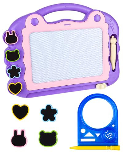 BELLALICHT Pizarra magnética para niños – Pizarra de dibujo colorida con 4 patas y 4 formas de sello, ideal para escribir, pintar y aprender. Para niños a partir de 3 años regalo