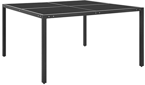 Jiangboyue-313093 Table de jardin anthracite en acier et verre 130 x 130 x 72 cm