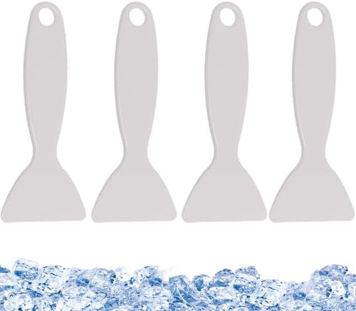 UEIOAVL Eiskratzer, 4 Stück Enteisungsschaufel tragbarer Eisschaber aus Kunststoff Enteiser für Kühlschrank und Gefrierschrank (weiß)