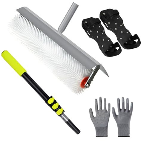 BERXOL Self-Levelling Cement Tool Kit, Epoxy Floor kit, Spike Roller for Self Leveling, Paint Roller, Epoxy Shoes Spikes, Concrete Tools, Epoxy Roller, Floor Leveling Tools (Large defoamer)