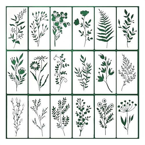 CZAKOMIX 18 Stencil Riutilizzabili Per Pittura,Stencil Fiori, Stencils Per Pittur Muro,Stencils Per Pittura– Ideali Per Decorazione Pareti, Tessuti, Scrapbooking e Progetti Fai Da Te