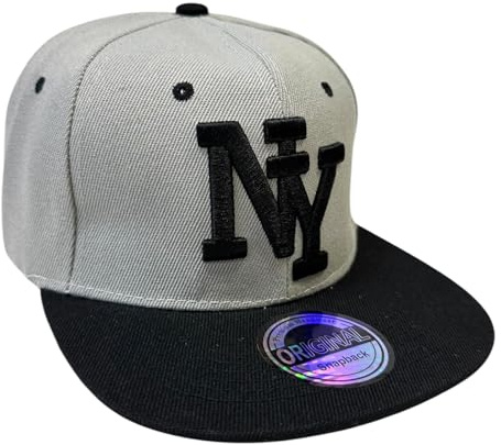 Jeamis Gorra infantil NY para niños de verano, gorra de béisbol unisex de camionero, gorra hawaiana para niño y niña, NY Gris Negro, Talla única