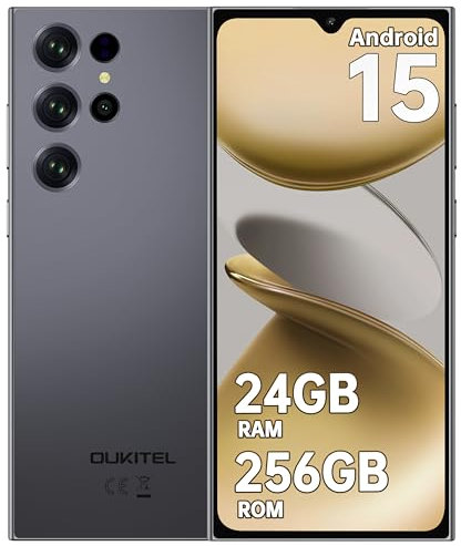 OUKITEL C61 Pro Telefonos Moviles Libres - 6.88 Pantalla HD+ 90Hz Smartphone, 24GB+256GB/1TB Telefono Movil Android 15, Batería 5150mAh, Cámara 13MP Moviles, 4G SIM, NFC/Face ID/Fingerprint, Gris