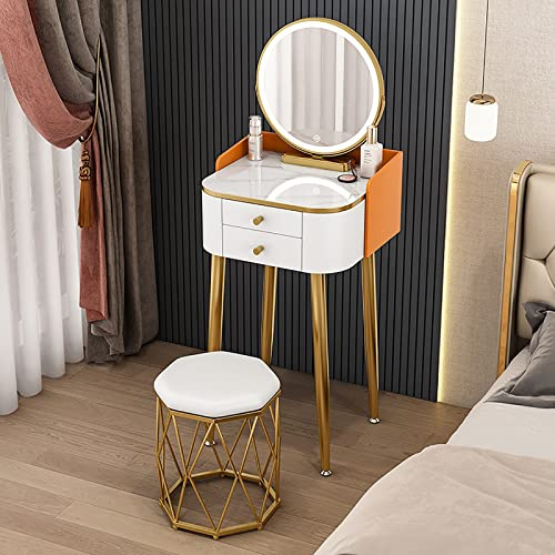 Kompakt och ljus barnsminkbord med spegel – snyggt 40 cm funktionellt mini-sminkbord för barnrum perfekt för små skönheter och kreativt spel
