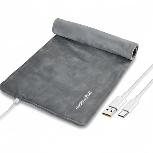 Cojín térmico USB con apagado automático 5 V: lavable 30 × 60 cm, cojín térmico de grafeno, esterilla de microfibra para aliviar el dolor de espalda, abdomen, calentador de invierno en casa y oficina