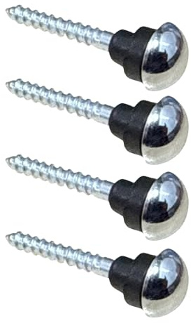 Pack of 4 Zinc Mirror Screws 38mm with Rubber Washers – 13mm Polished Chrome Dome Caps, Waterproof Decorative Fixings