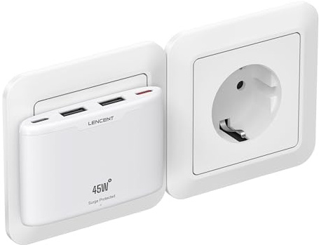 LENCENT Cargador Plano de Pared USB C de 45 W, Cargador Múltiple