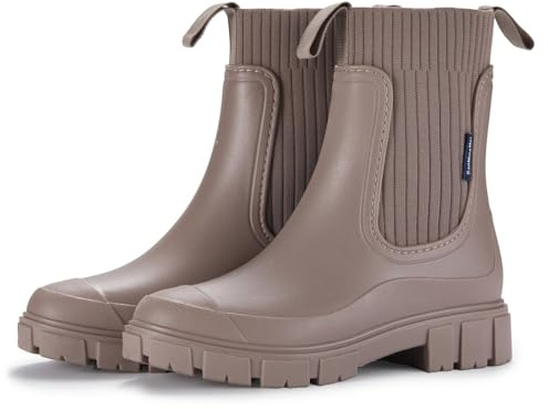 Generisch Bottes en caoutchouc antidérapantes pour femme, tige large, pieds nus, chaussures de pluie, bottes en caoutchouc, bottes de jardin, bottes de jardin