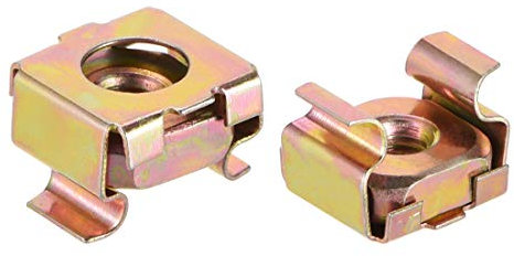 sourcing map M4 Cage Nuts for Server Rack Cabinet, Carbon Steel Yellow Zinc Plated, Pack of 10