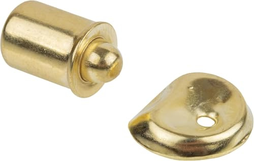 Brass Plated Spring Loaded Bullet Catch with Striker Plate - 3/8 Diameter - Hardware for Large Doors That Slide on Vintage or Modern Furniture - VL2-SB