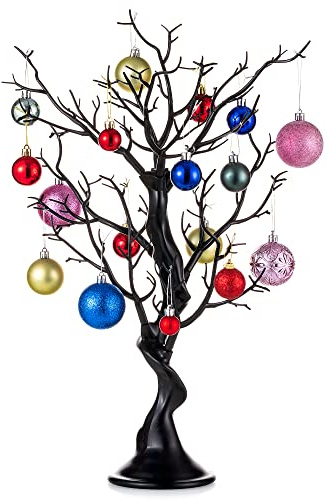Sziqiqi Easter Twig Tree - 58cm Tall Artificial Halloween Tree, Decorative Christmas Wishing Tree Tabletop Centerpiece for Wedding Birthday Thanksgiving Party Indoor and Outdoor Fake Trees, Black