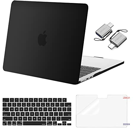 MOSISO Compatible with MacBook Air 13 inch Case M5 2026 M4 2025 M3 M2 2024-2022 A3449 A3240 A3113 A2681, Hard Shell&Keyboard Cover&Screen Film&Type C for MacBook Air 13.6 inch Case, Black