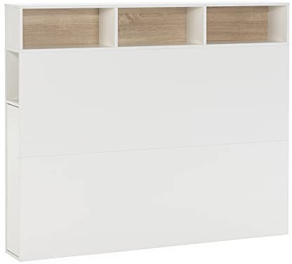 HOMN LIVING Cabecero de Cama Zeus 95 cm con almacenaje Blanco, 2 Puertas 9 Huecos