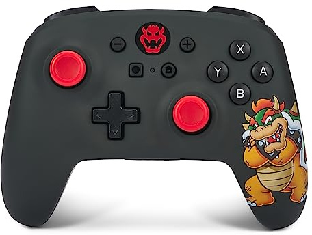 Kabelloser PowerA-Controller für Nintendo Switch - King Bowser, Nintendo Switch OLED-Modell, Nintendo Switch Lite, Gamepad, Spiele-Controller, Bluetooth-Controller, Offiziell Lizenziert