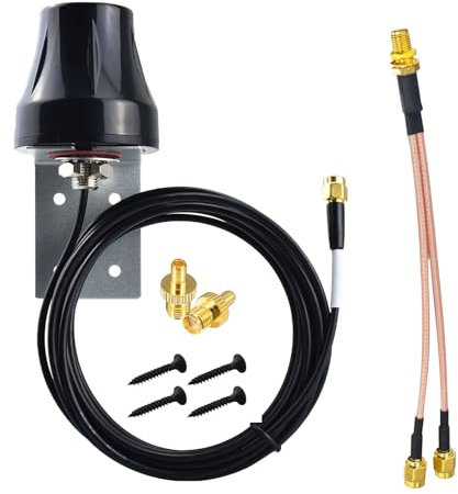 YILIANDUO Antenna 4G LTE Esterna 5dBi Mimo Impermeabile SMA Maschio con cavo splitter SMA + Adattatores TS9 per Router WiFi, Hotspot Mobile, Modem Wireless, Gateway, Fotocamera da Caccia
