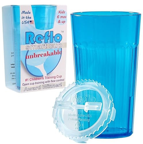 Reflo unzerbrechlicher Trinklernbecher - Schnabeltrainer für Kleinkinder ab 6 Monaten - unzerbrechlicher Trinkbecher für Wasser - Blauer Trinklernbecher mit einem Fassungsvermögen von 170 ml