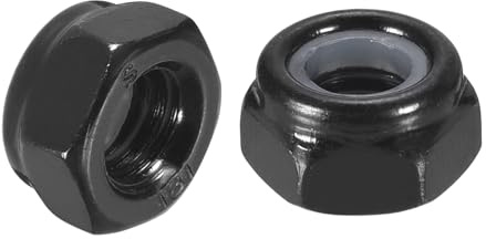 sourcing map 15Pcs M6 x 1 Nylon Insert Hex Lock Nuts, Carbon Steel Self-Locking Nylon Insert Stop Nut for Industrial Construction Fasteners, Black&Black