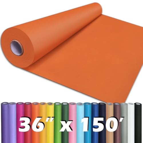PerkHomy OrangeRed Kraft Paper Roll 36 x 1,800 (150') for Gift Wrapping Bouquet Flower Art Painting Craft Writing Packaging Shipping 80GSM 55LB (OrangeRed, 36 x 150')