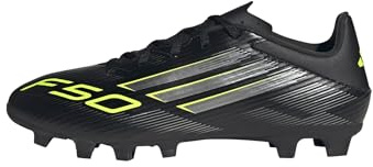 adidas Unisex F50 Club Firm Ground/Multi Ground Football Boots, Core Black/Iron Metallic/Lucid Lemon, 39 1/3 EU