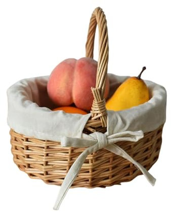 Cestino Intrecciato Di Pasquale Con Manico, Cesti Di Cesto Di Pasquale Per Bambini, Ceso Picnic Salonario Intrecciato A Mano Con Maniglia Pieghevole, Cestino Di Vimini Pasquale Con Manico