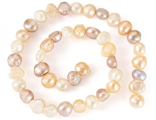 Craftdady 42 fili di perle d'acqua dolce coltivate in modo naturale, su due lati, lucide, ovali, barocche, Keshi, colore conchiglia, per la creazione di gioielli