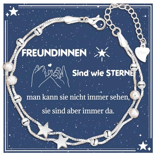 CheersLife Freundschaftsarmbänder,Beste Freundin Geschenke,Geschenk Freundin,Stern Armband Damen Schwestern Glücksarmband - Geburtstagsgeschenk Weihnachten Valentinstag