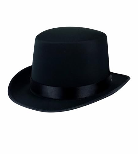 HiFEN® Black Satin Top Hat Victorian Style Adult/Kids Fancy Dress Hat Costumes Accessory for Parties, Magician & Christmas Themed Events