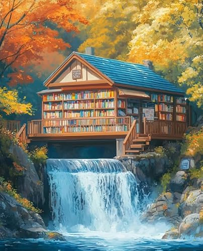 XFENDOUDOU Punto croce kit da ricamare per bambini kit semplici per principianti Libreria Yamanaka Set Kit Ricamo Punto Croce Schemi Completo Stampato Stampati Prestampati 16x85inch