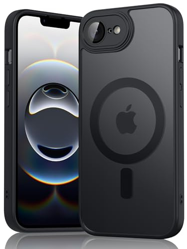 Amzpas Cover Magnetic per iPhone 16e/17e, Custodia Protettiva Completa con Magsafe,Traslucida Opaca Posteriore Sottile Antiurto Protettiva Case per iPhone 16e/17e (Nero)