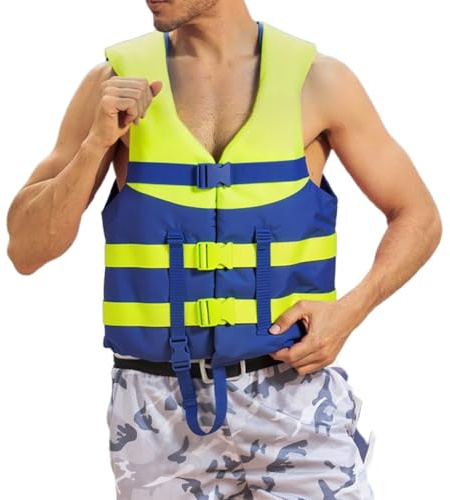Genérico Gilet de sauvetage pour adulte - Gilet de flottabilité unisexe - Convient pour les sports nautiques en plein air, le kayak, la pêche, le surf, 01 - Bleu, XXL
