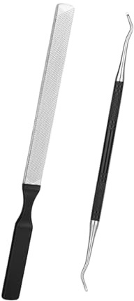2 PCS Toe Nail Files for Fungal Thick Nails,Long Steel Nail File for Onychomycosis, Fungal & Ingrown Nails – Dual-Ended Toenail Lifter,Nail Tools for Men & Women's(Black)